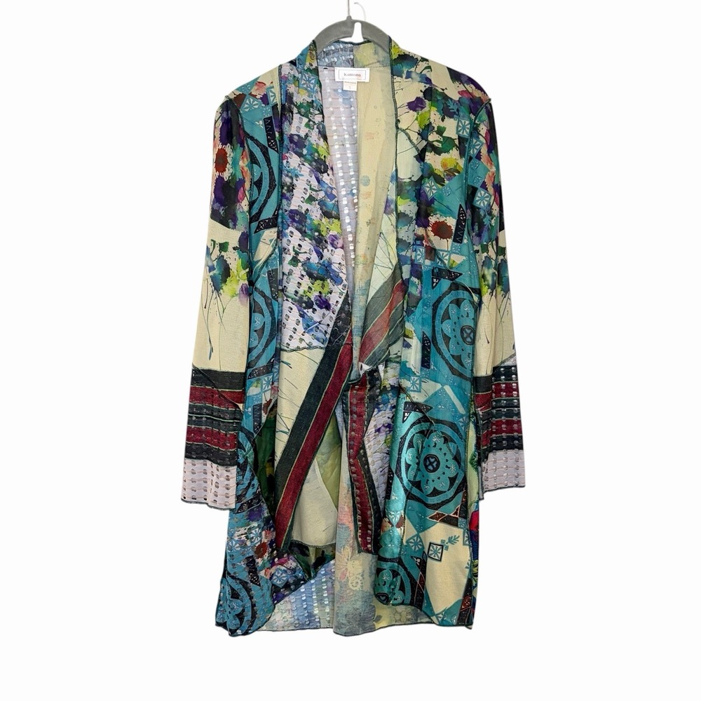 Kamana Mixed Media Boho Open Front Cardigan Jacket Patchwork Artsy Mystical S